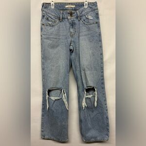 Levi's Superlow Distressed Light Blue Flare Jeans